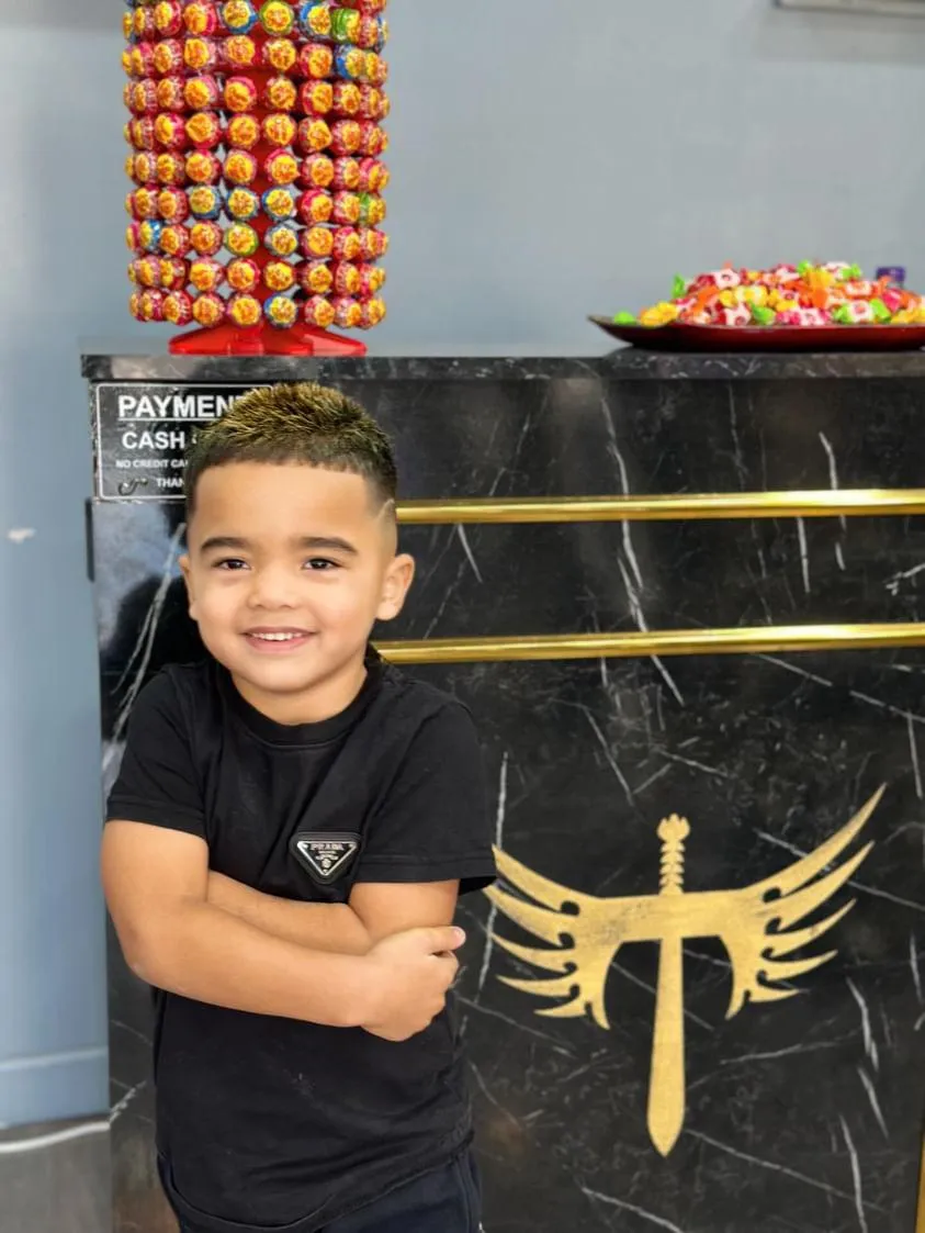J's Barber happy kid client